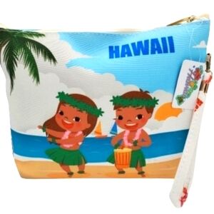Hawaii Hula Dancer Wristlet Large Pouch Beach Bag Makeup Clutch Accessories